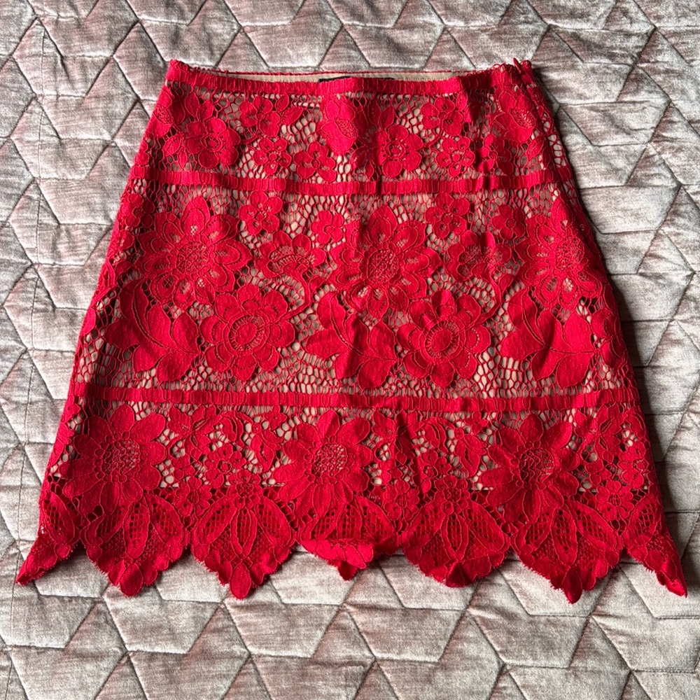 For Love & Lemons red lace skirt. Size S